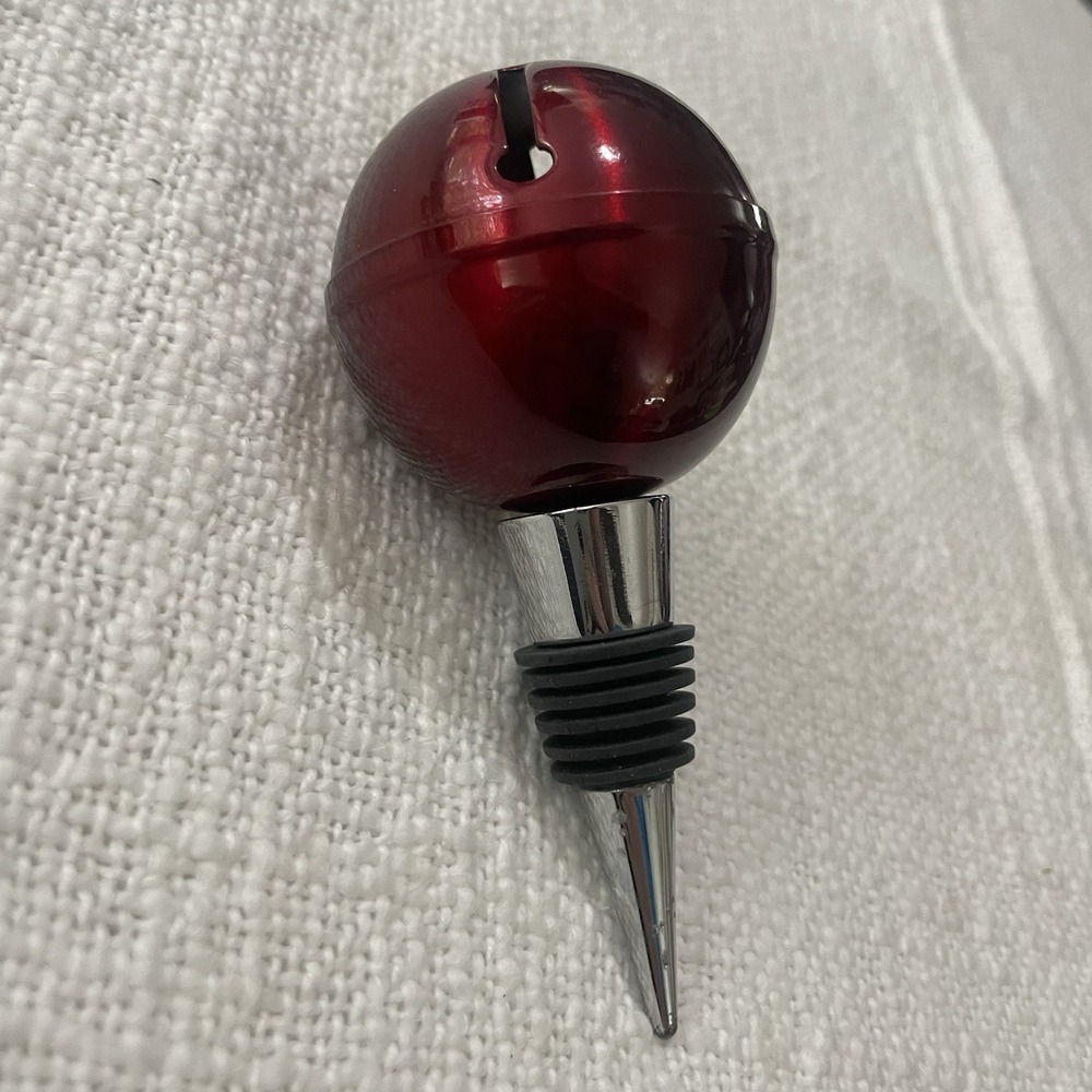 Pier 1 Imports Holiday Red‎ Jingle Bell Bottle Wine Stopper Christmas Gift - Picture 1 of 4